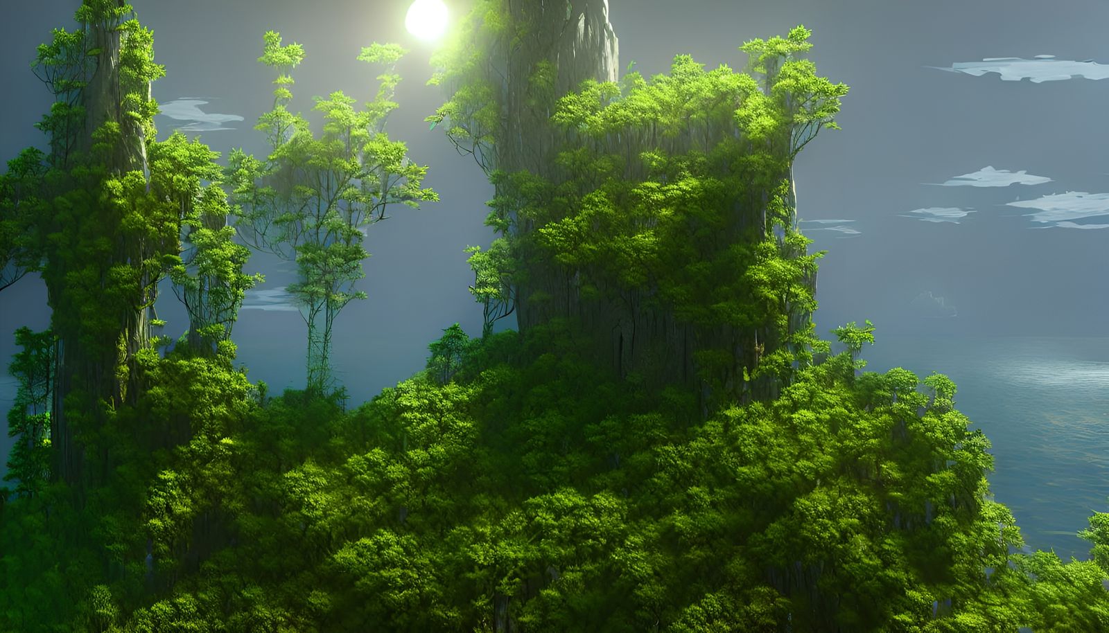 Overgrown Mage Island in Cinematic Style