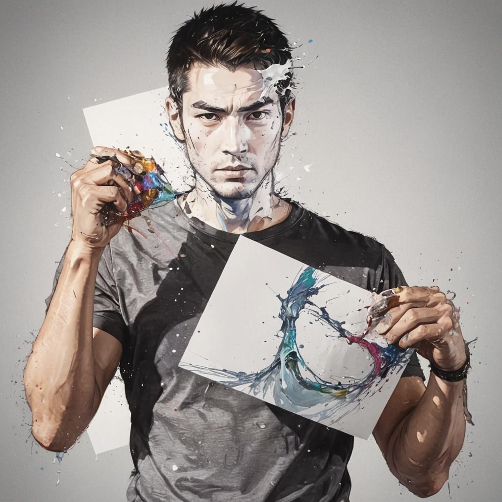 Hyperrealistic Portrait in Vibrant Splash Art Style