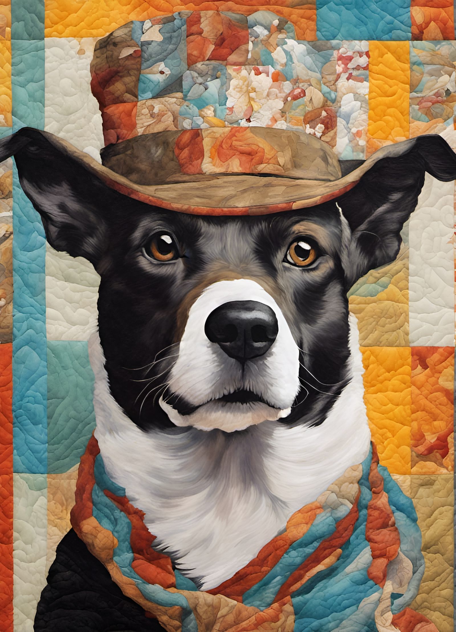 Dog Portrait in Quilted Fabric