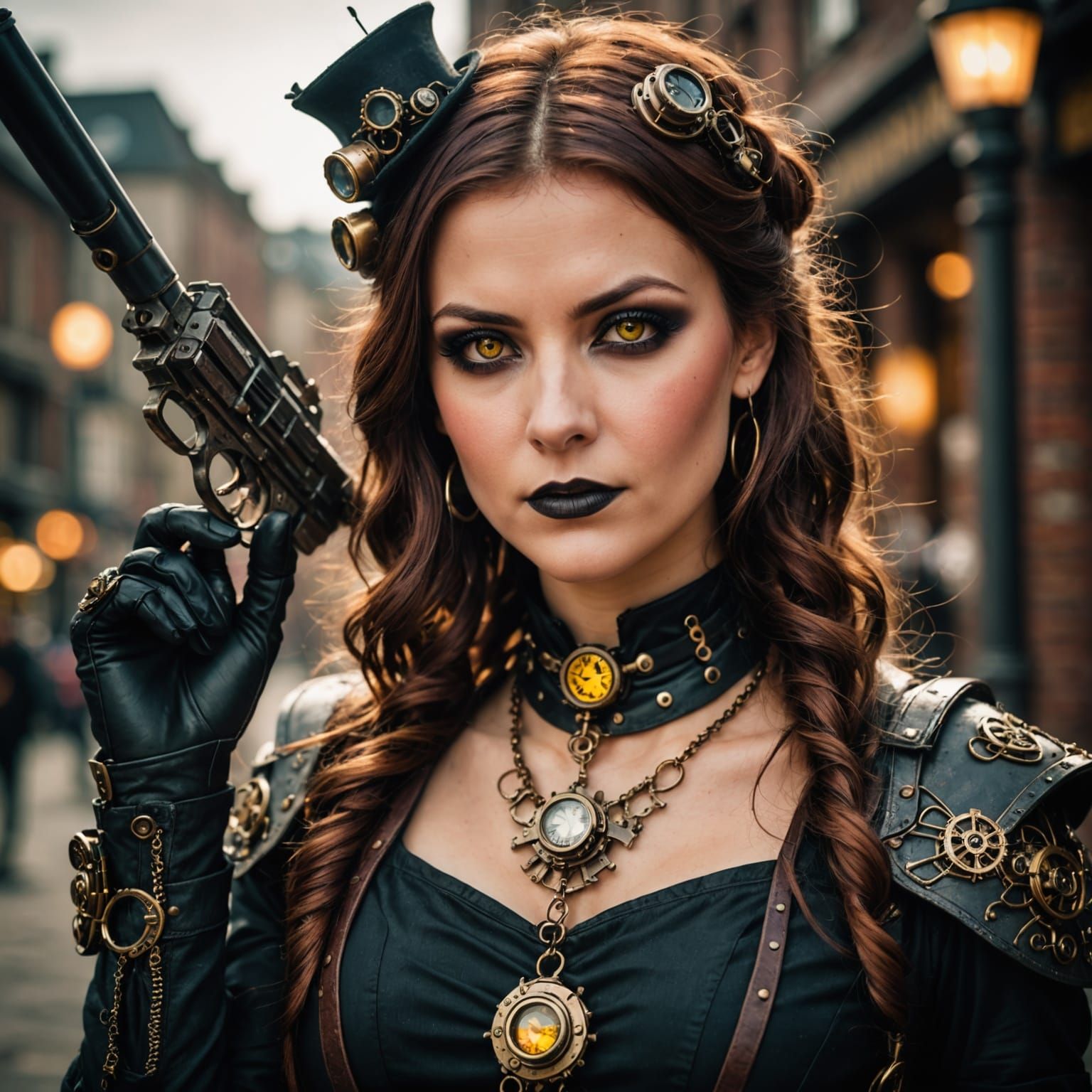 Steampunk Fairy Gangster with Gun and Necklace