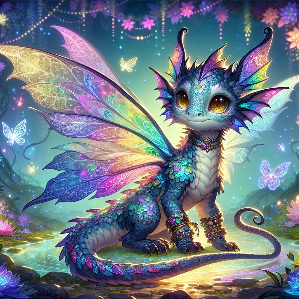 Enchanting Faerie Dragon in Fantasy Forest