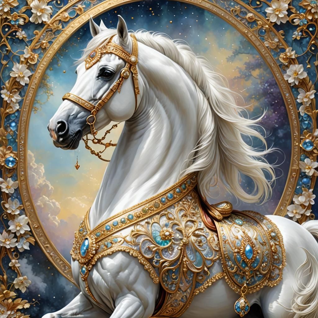 Arabian horse with gold and pearls