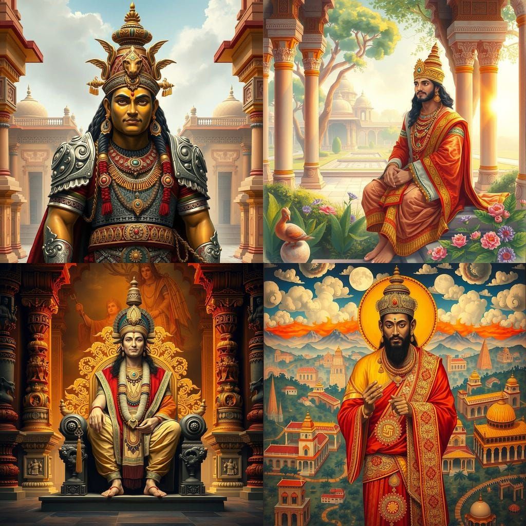 Ancient Indian Emperor Ashoka the Great in Regal Attire