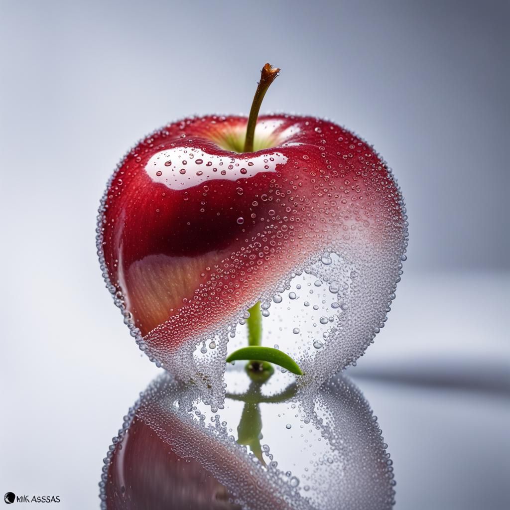 Dewdrop Apple: Minimalist Macro Photography
