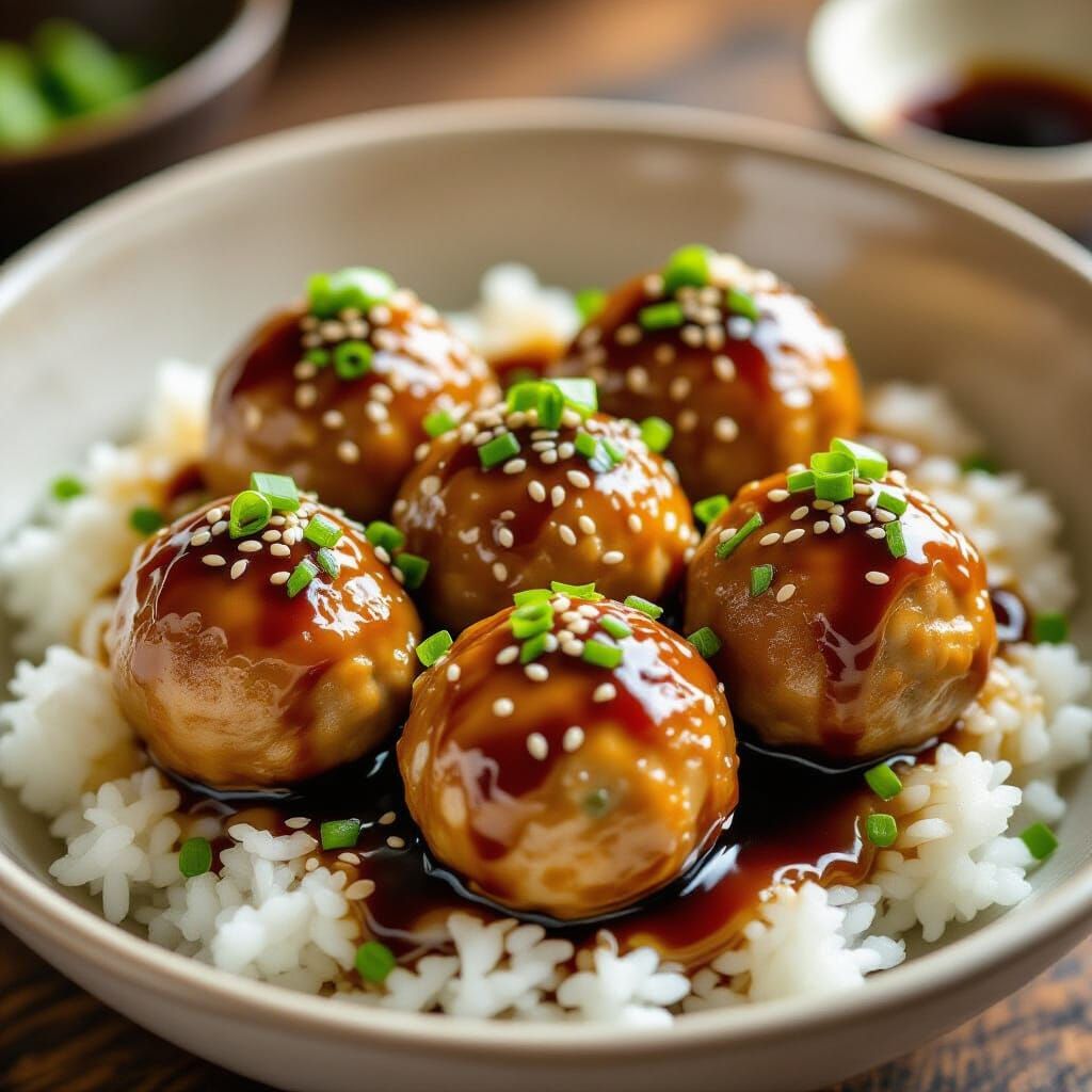 Japanese Chicken Meatballs with Teriyaki Glaze