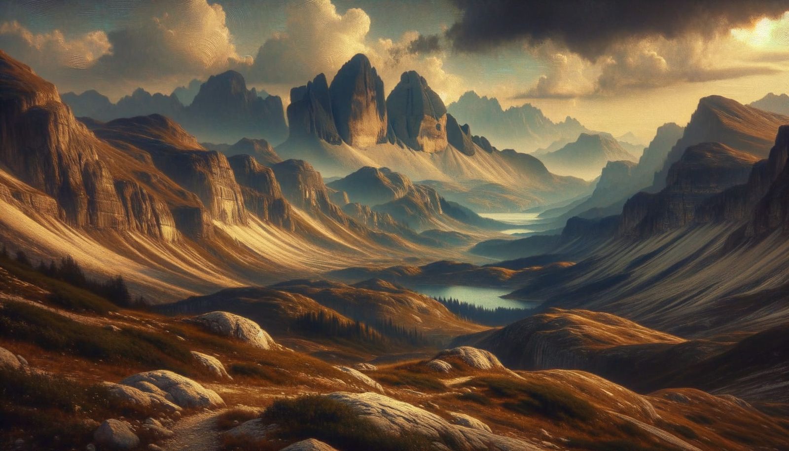 Dramatic Rugged Landscape in Romantic Oil Paint Style