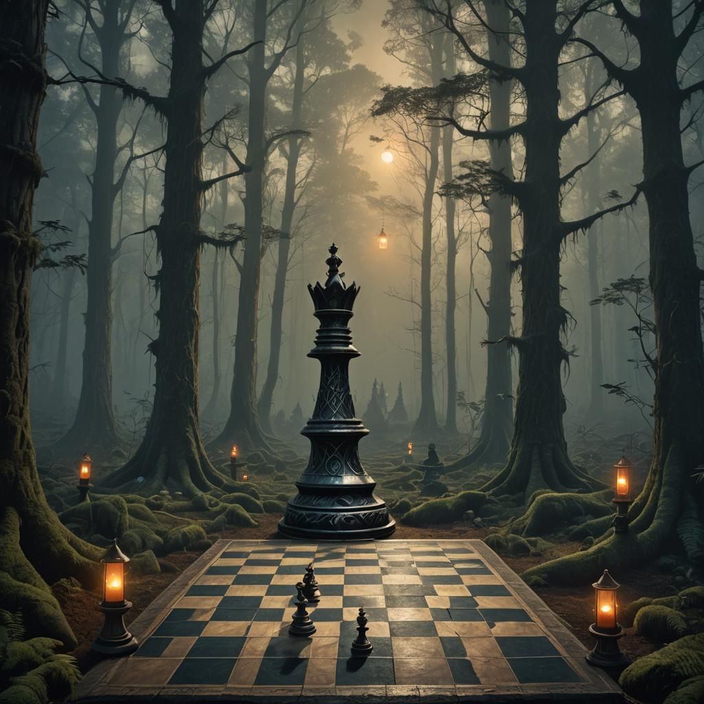 Mystical Forest Chessboard: a Symbolist Vision