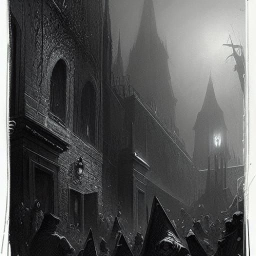 Lovecraftian Horror in Doré and Rutkowski Style