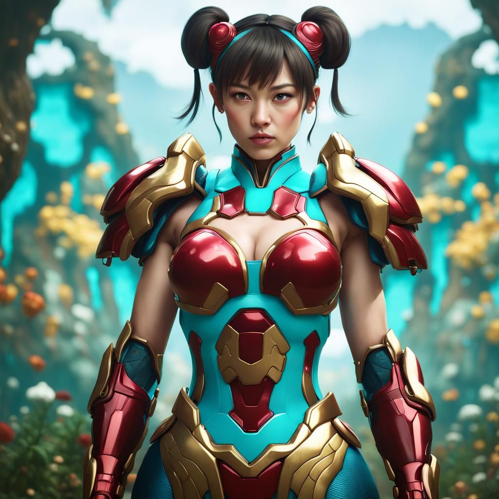 Chun Li Ironman Armor Portrait in Mushroom Land