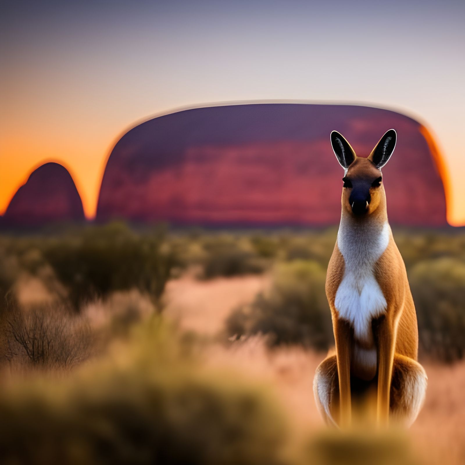 Kangaroo at Ayers Rock: Golden Hour in the Desert