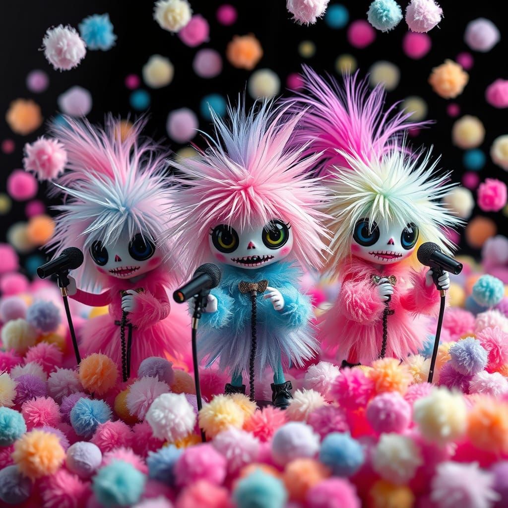 Pompom Punk Rock Creatures in a Fluffy Storm