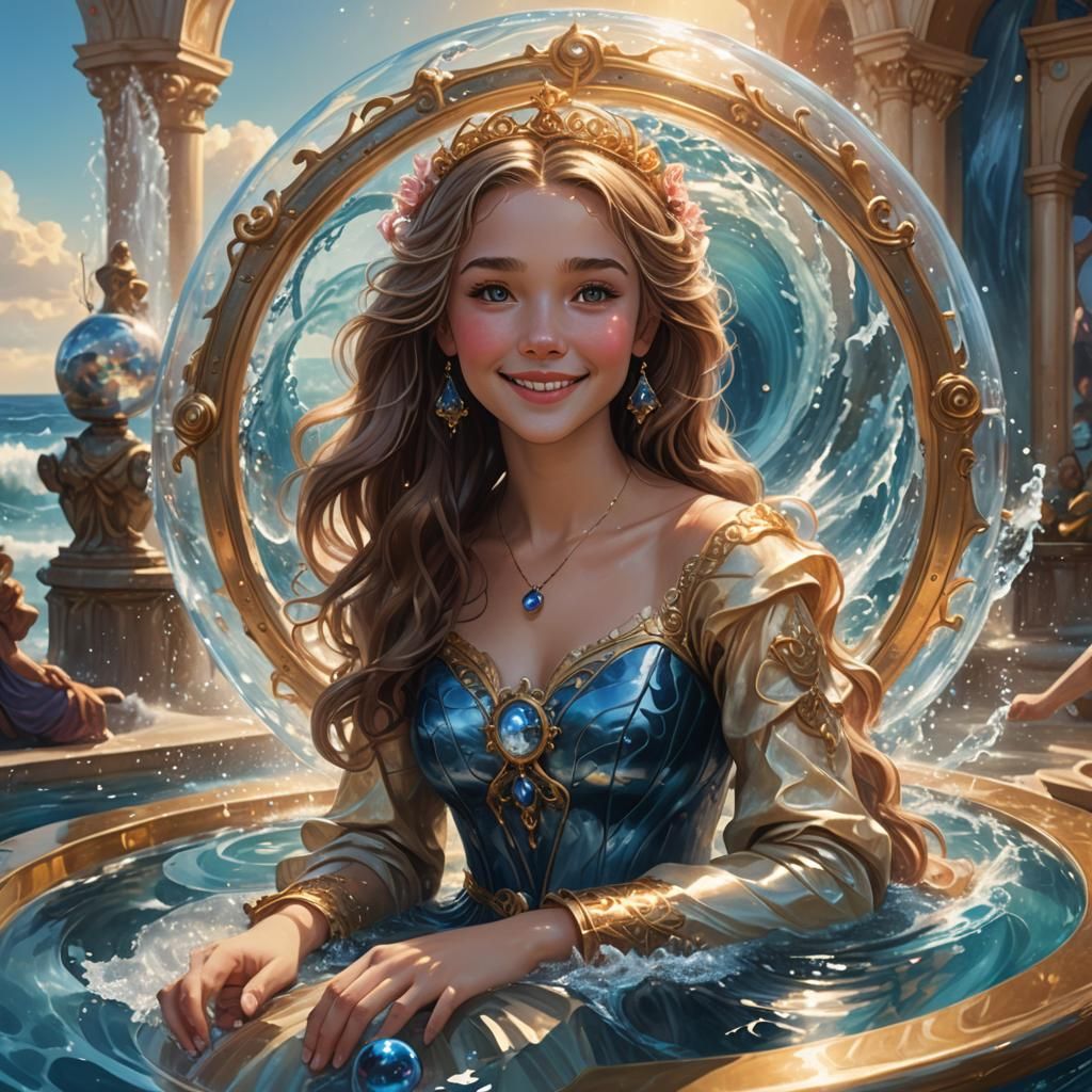 Fantasy Princess in a Whirlpool Fountain