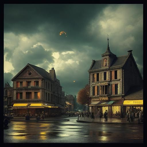 Dual Suns Above Village in Cinematic Style