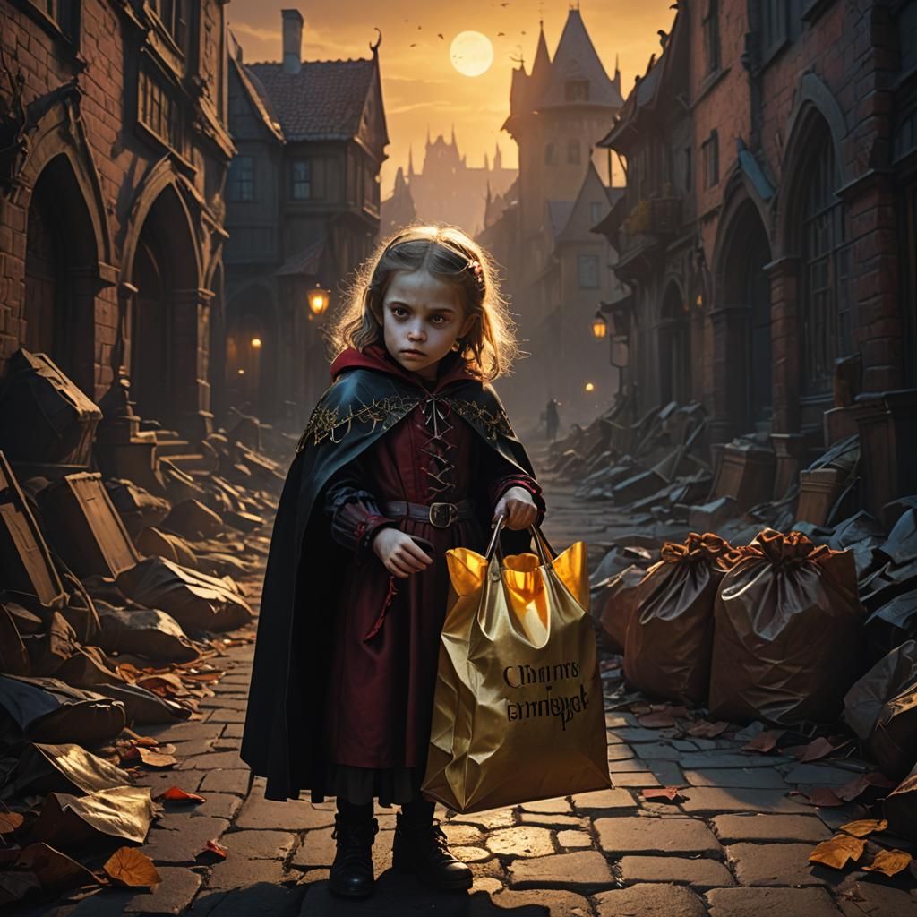 Vampire Girl in Dark Fantasy Style Matte Painting