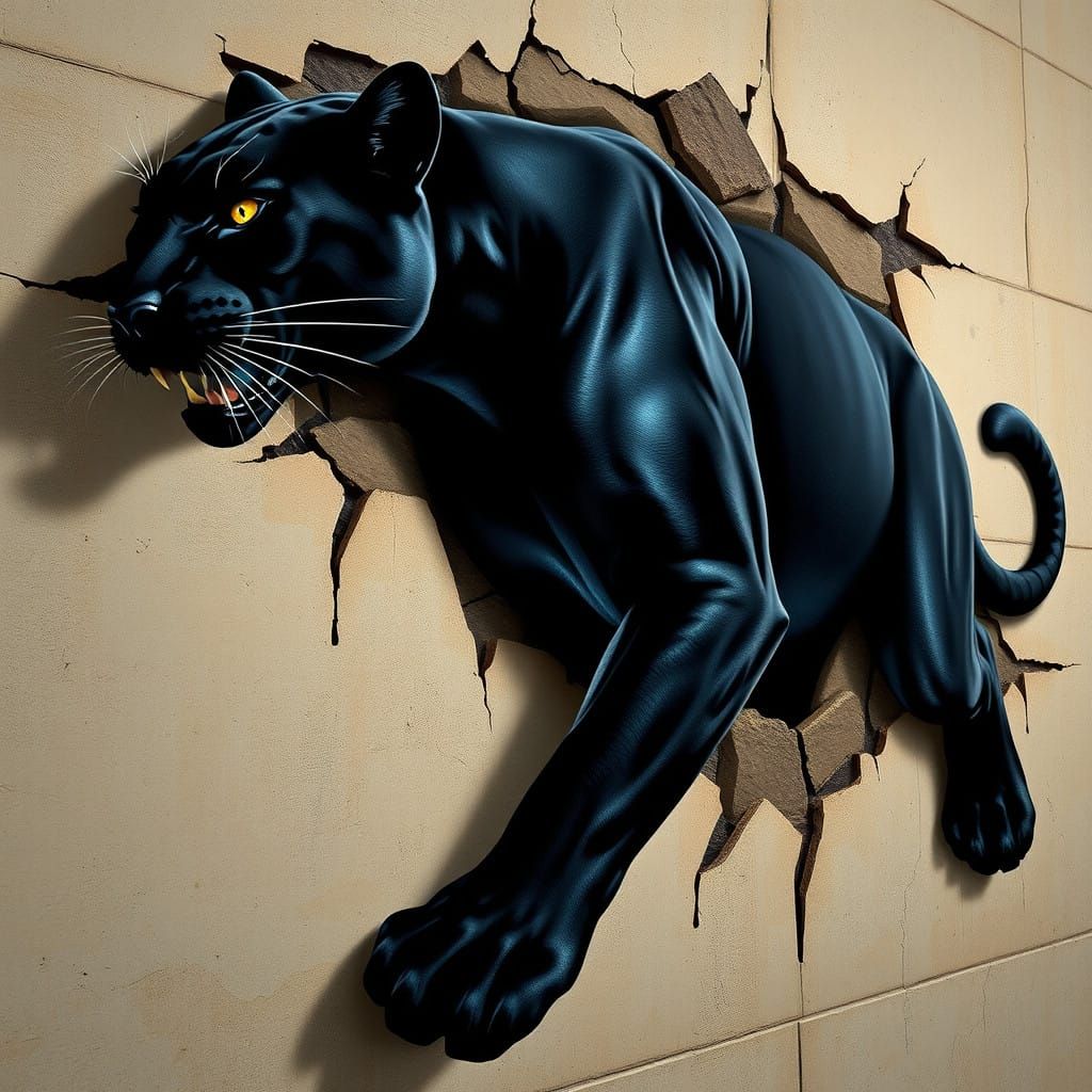 Surreal Panther Emerges from Vivid Street Art