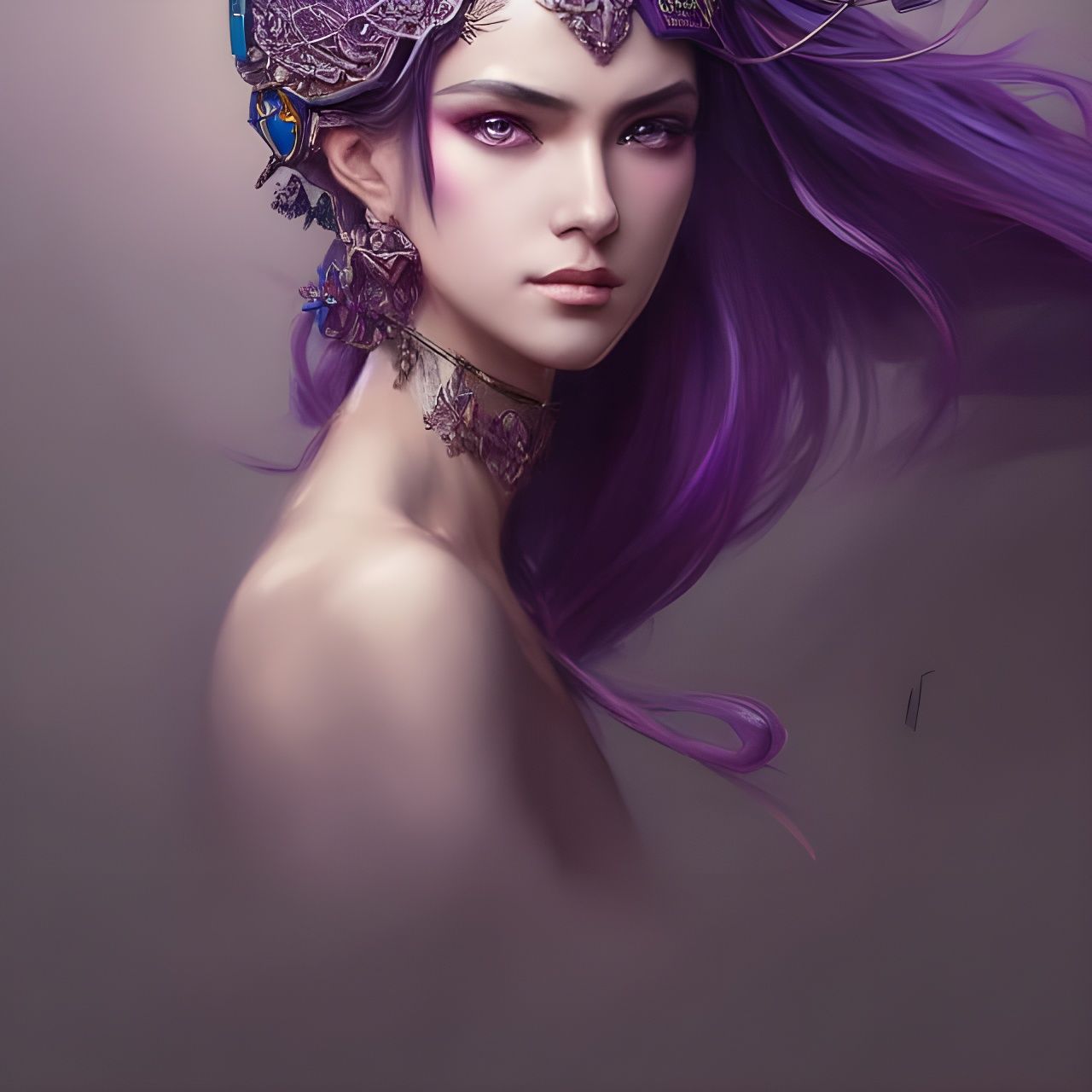 Detailed Portrait of Persian Queen in Kimono