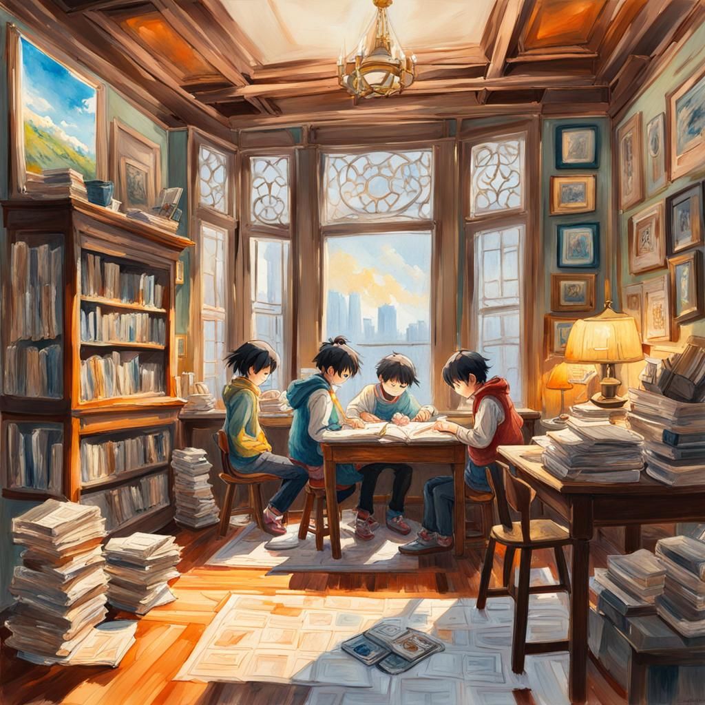 Children Homeschooling in San Francisco: Anime-Style Gouache