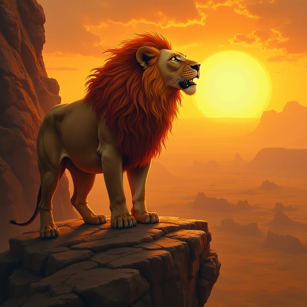 Majestic Lion of Blazing Sunset Majesty