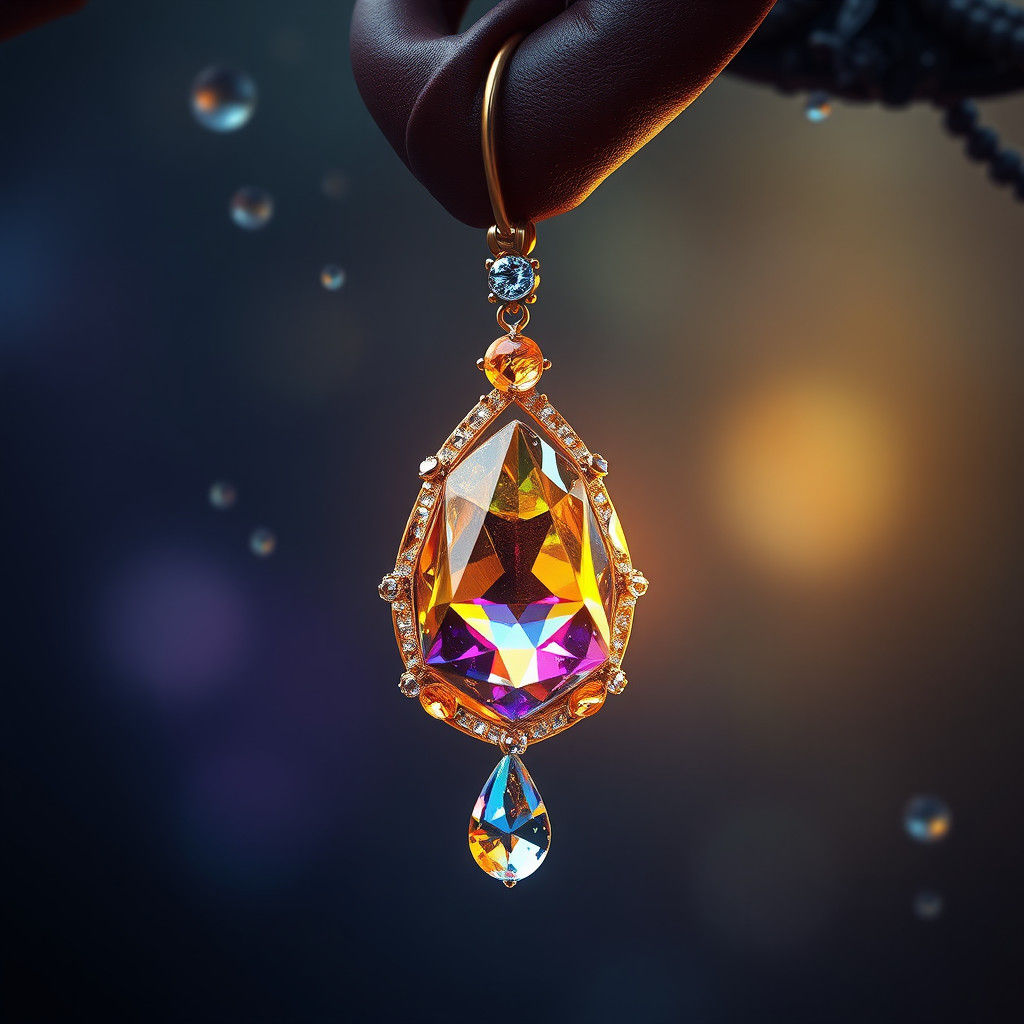 Bejeweled Earring Raindrop: Detailed Matte Painting