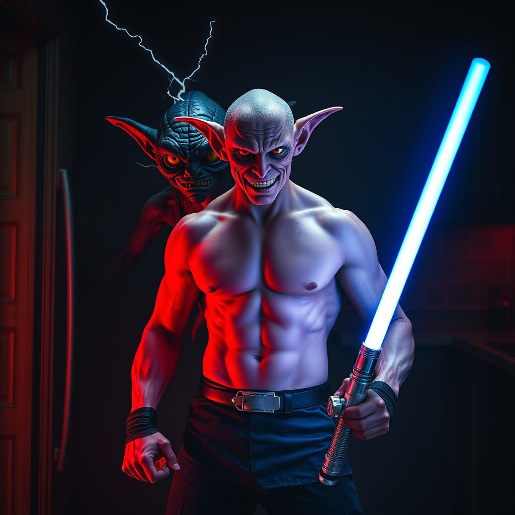 Lightsaber Duel with a Grotesque House Elf
