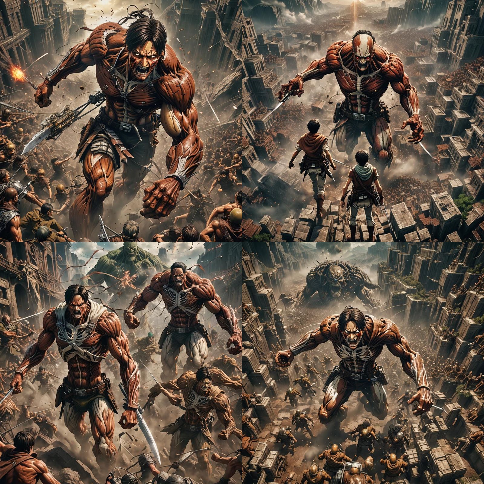 Epic Attack on Titan Battle: Fantasy Concept Art