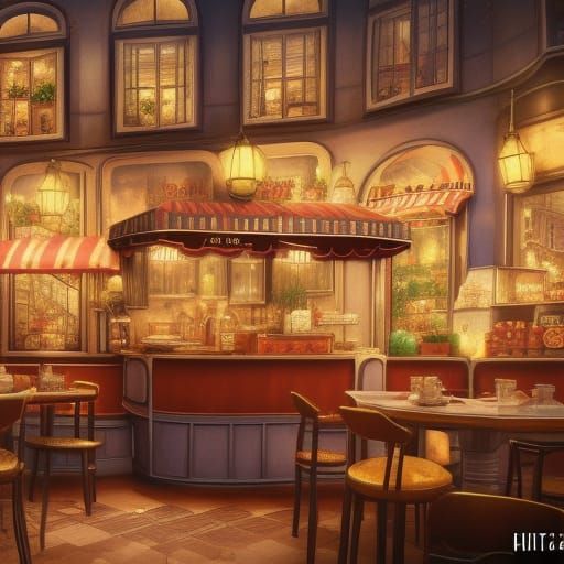 Quaint Parisian Cafe in Detailed Matte Painting