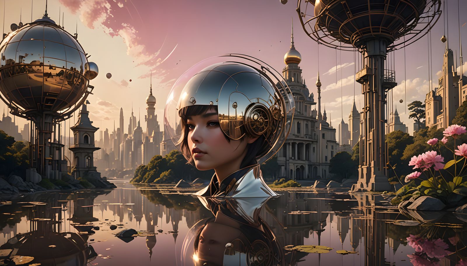 Geometric Sumi-e Portrait with Diluted Inks