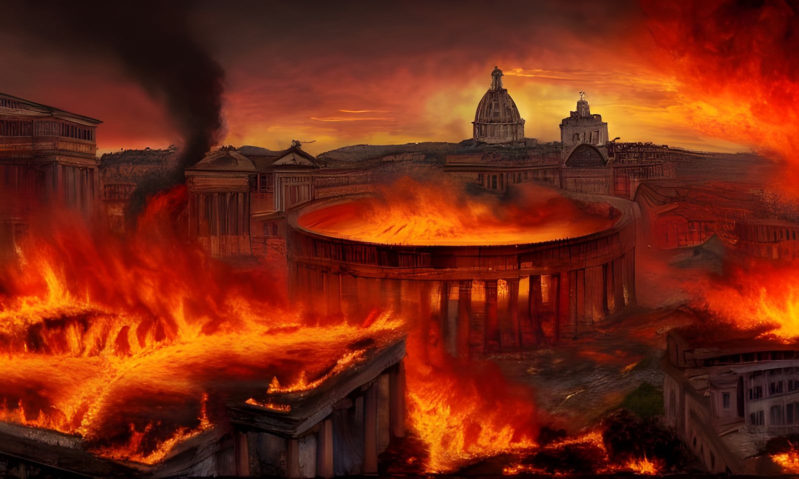 Burning City of Ancient Rome Artwork