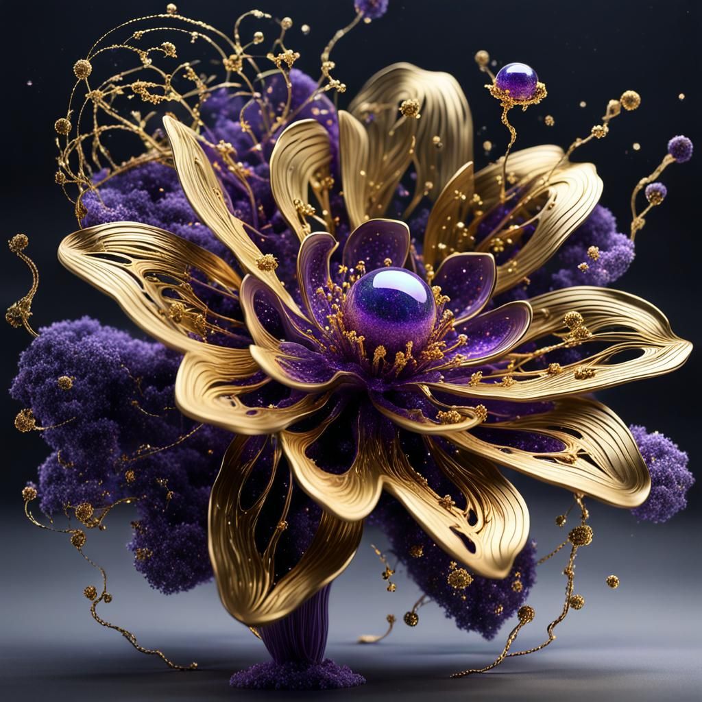 Bioluminescent Amoebae Sculpture: Opalescent Flower at Night