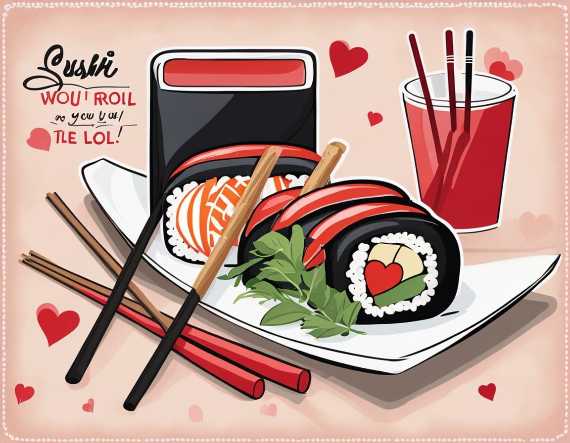 Romantic Sushi Scene on Valentine's Day