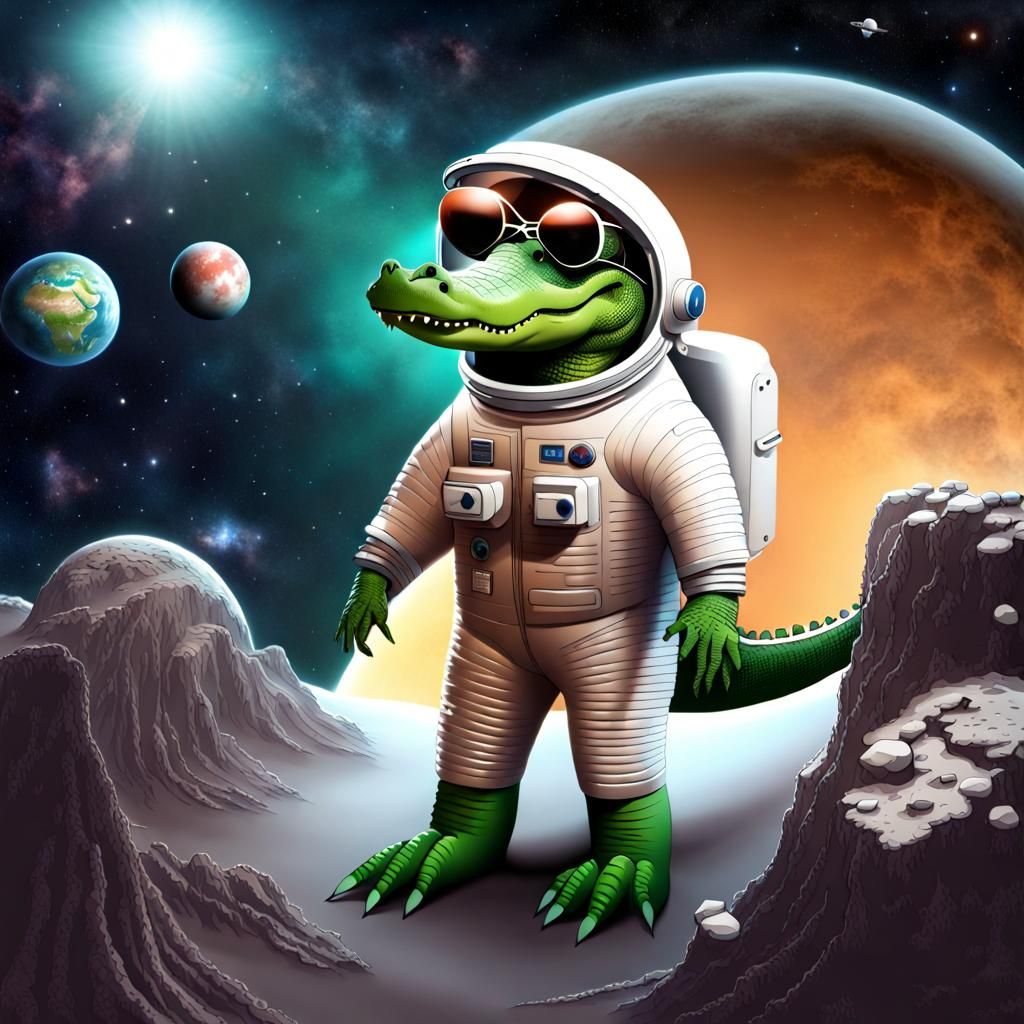 Alligator Astronaut Discovering a New World