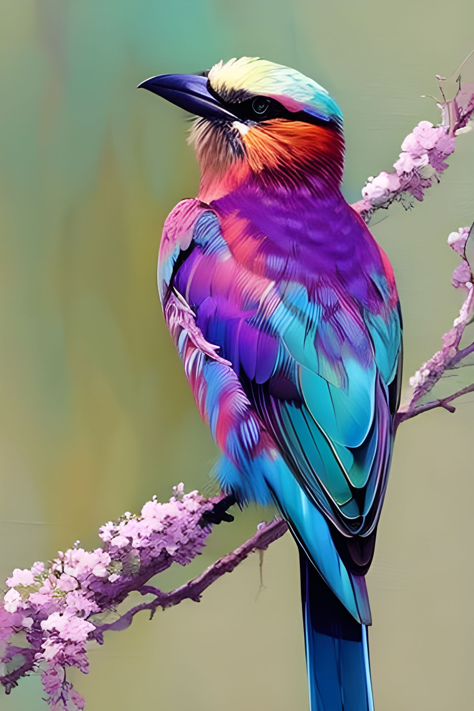 Colorful Lilac-breasted Roller Digital Painting