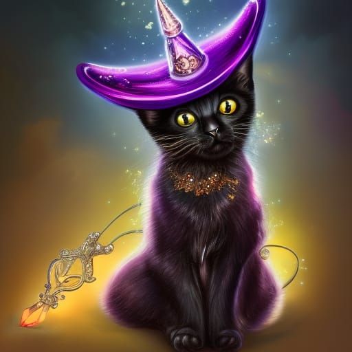Ornate Kitten Magician in Detailed Digital Painting