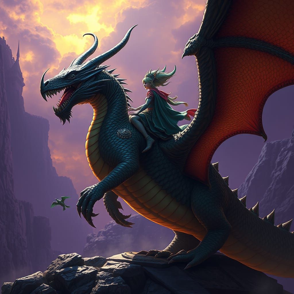 Capybara Rides Dragon in Dark Fantasy Realm