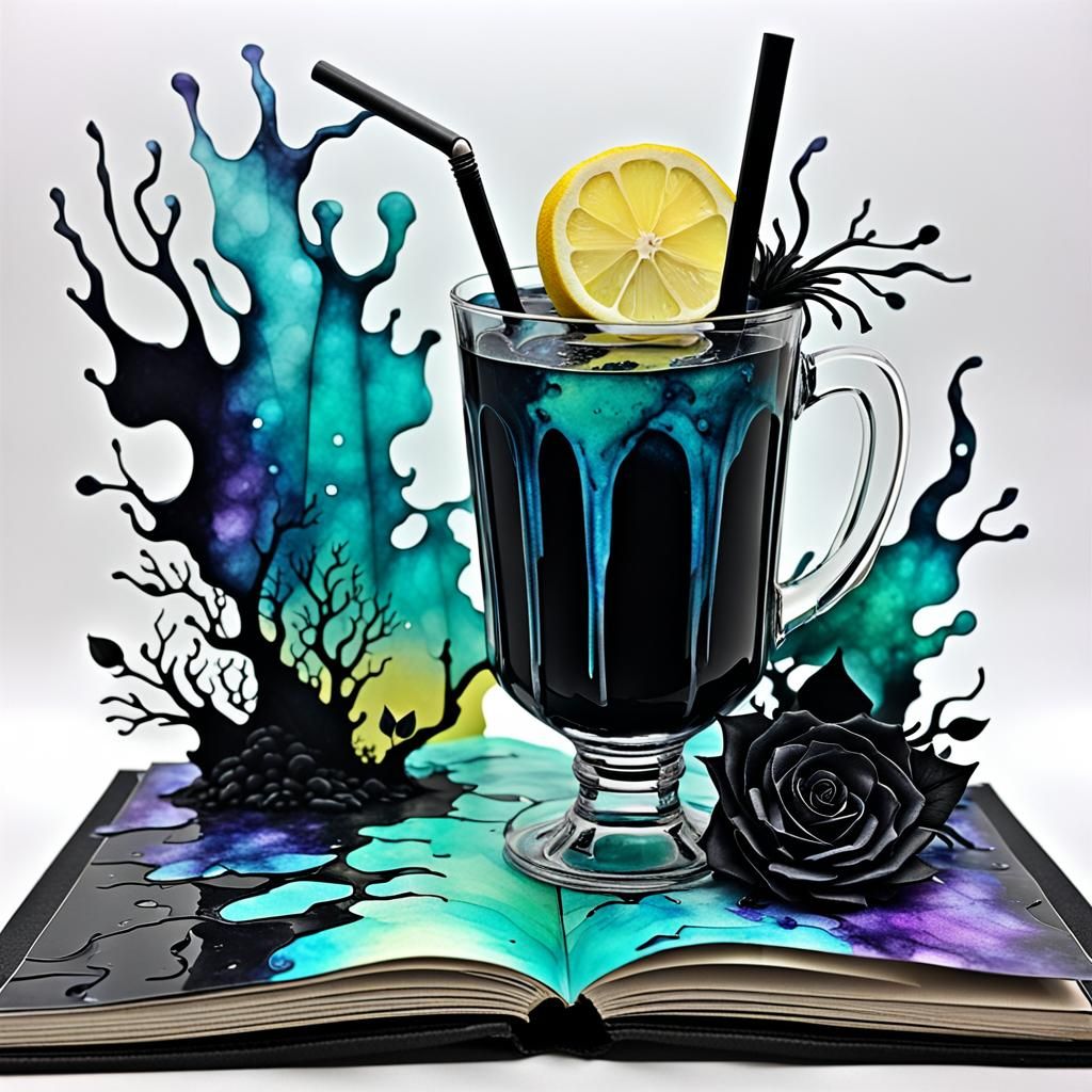 Gothic Black Lemonade in Alcohol Ink Pop-Up Book