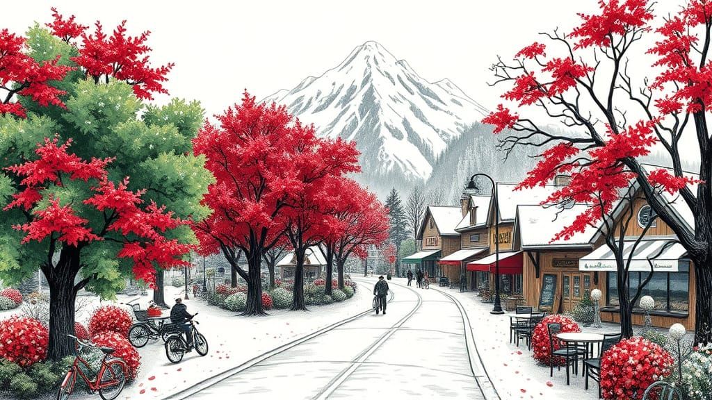 Charming Winter Garden Scene with Whimsical Details