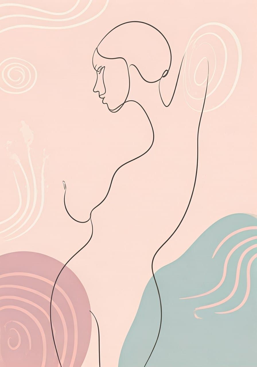 Ethereal Woman in Japandi-Inspired Minimalism, Evoking Picas...