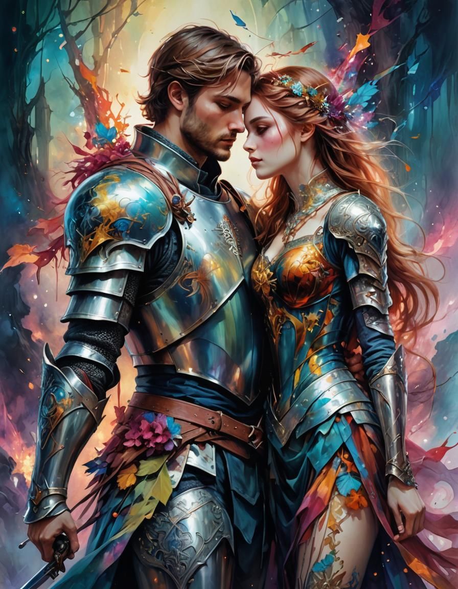 Medieval Knight Rescues Maiden: Digital Masterpiece