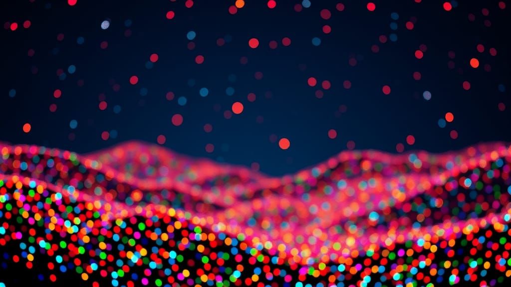 Mesmerizing 8K Colored Dots Landscape at Night