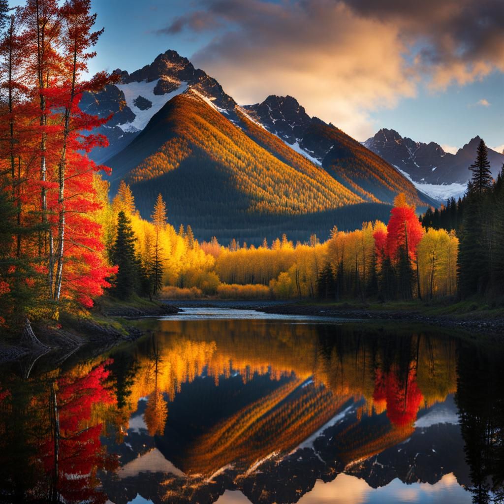 Alaskan Autumn Glow: A Landscape of Warm Light