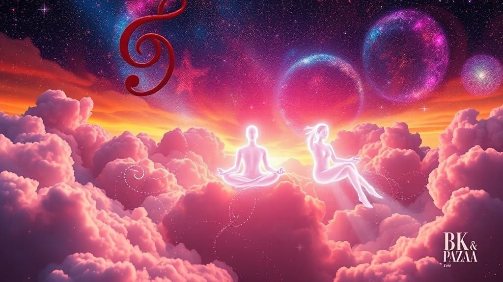 Ethereal Figures in Art Deco Galaxy with 50K Title