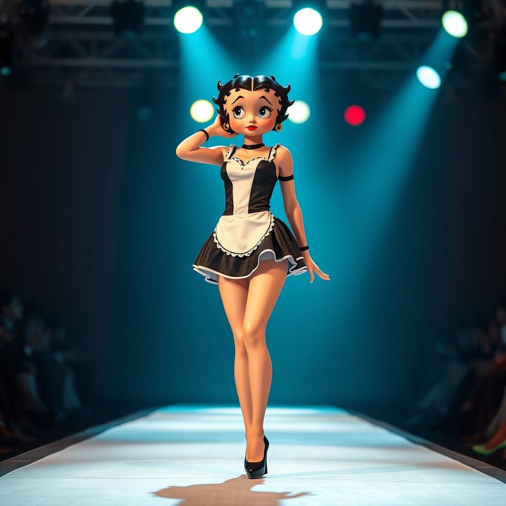 Betty Boop Struts the Catwalk in Chic French Maid Ensemble