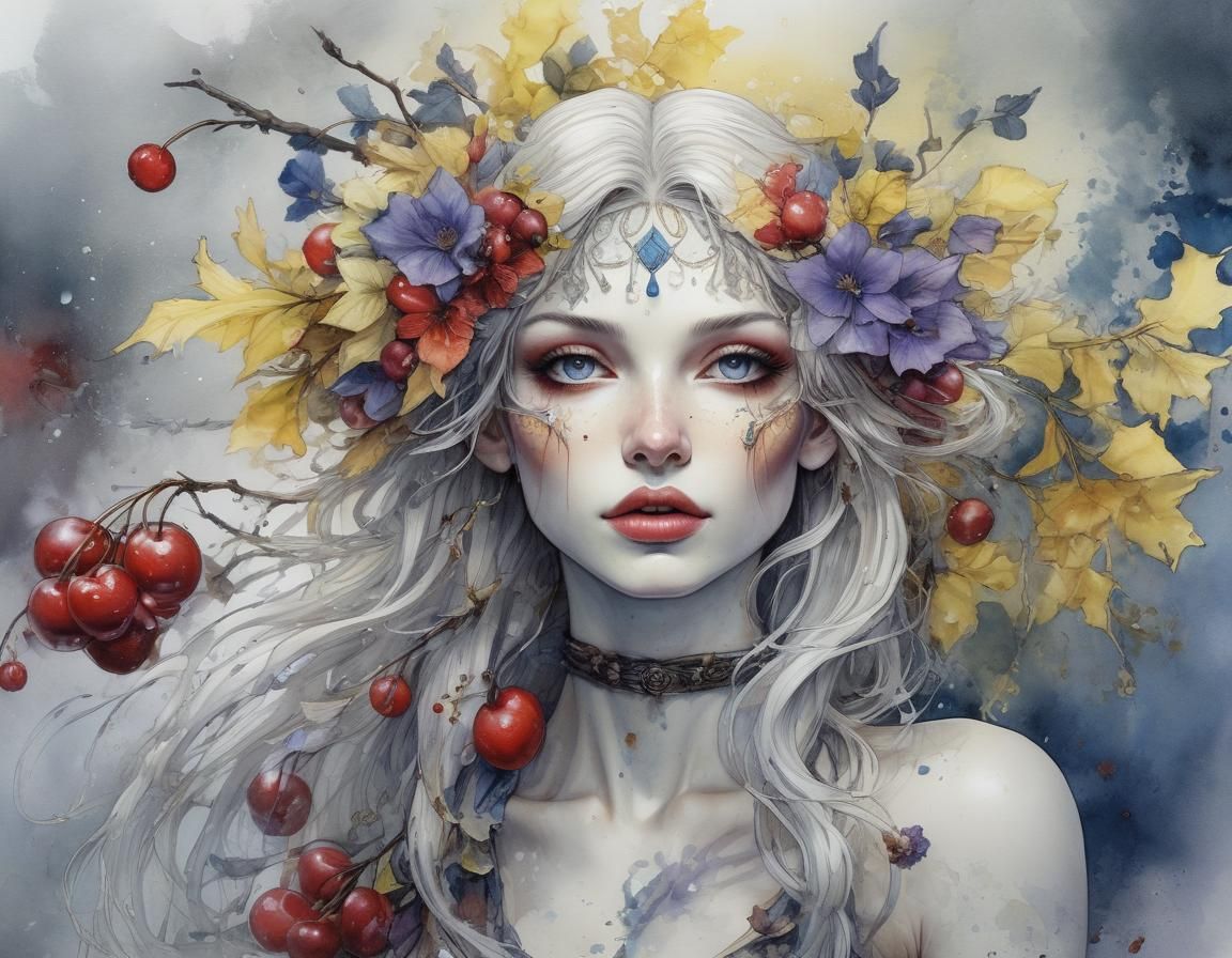 Elf Woman in Wet Wash Watercolour Style