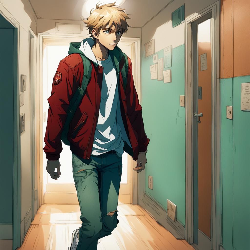 Winged Teenager's Shock in Anime-Inspired 3D Art