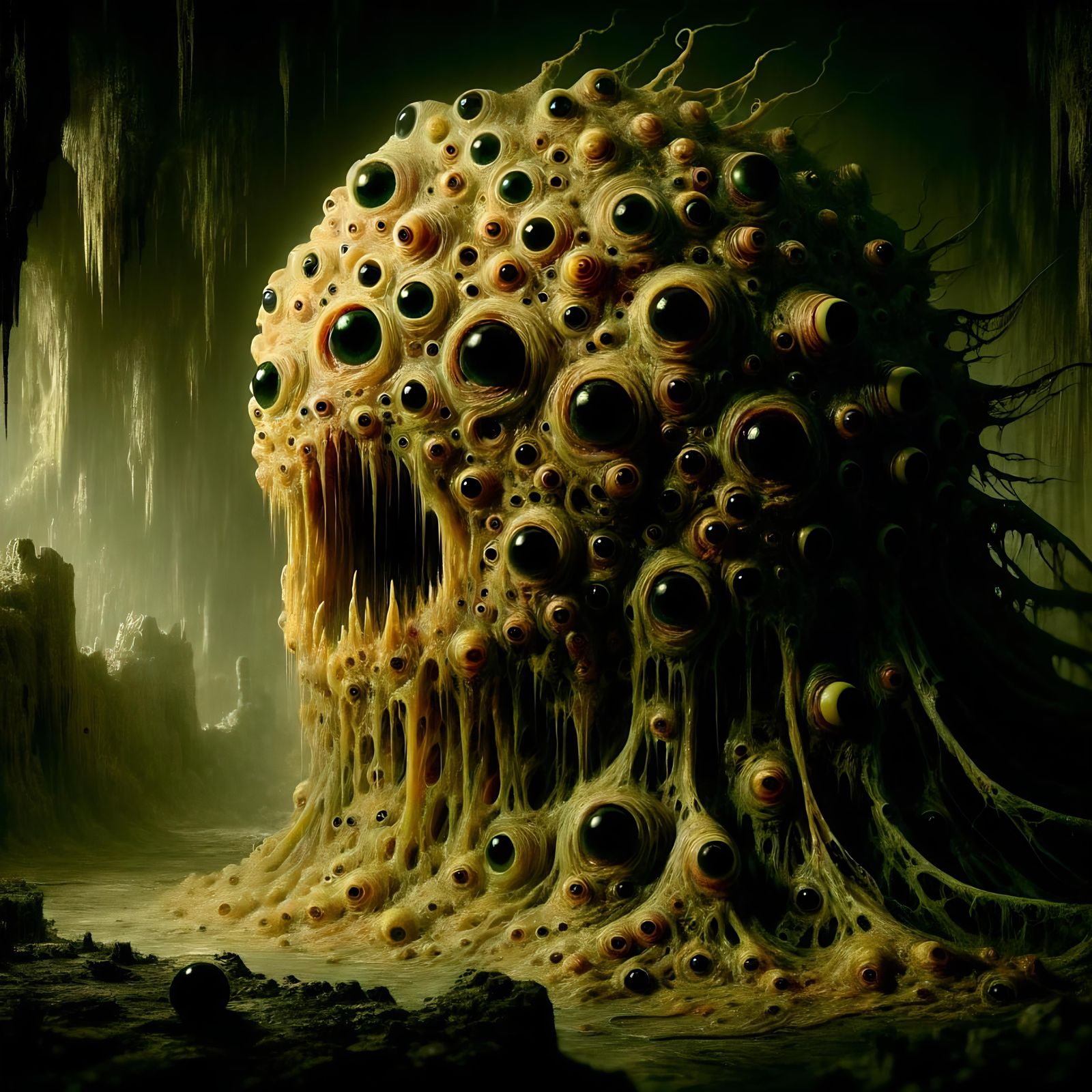 Gibbering Mouther: Grotesque Jumble of Eyes and Mouths