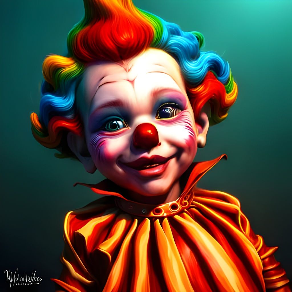 Psychedelic Baby Clown Portrait in Ultra-Realistic Detail