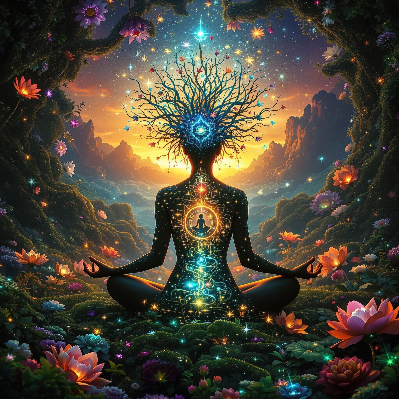 Dreamlike Goddess of Whimsy and Wonder in Vibrant Fantasy La...