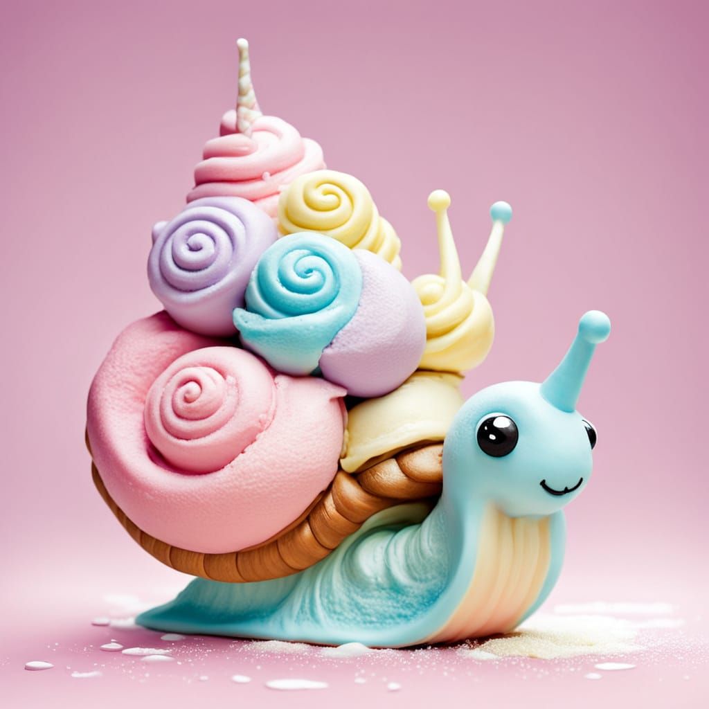 Pastel Ice Cream Snail: A Sweet AI Creation