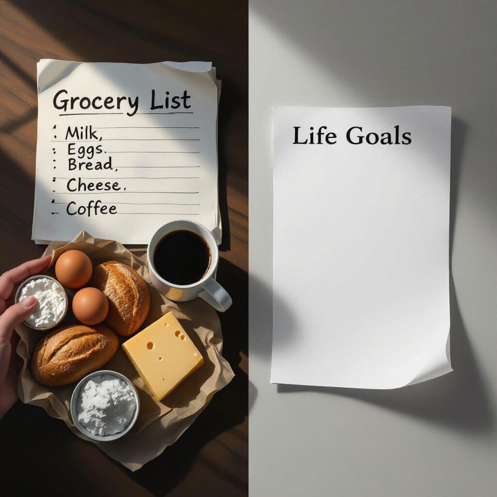 Grocery List vs. Blank Life Goals List