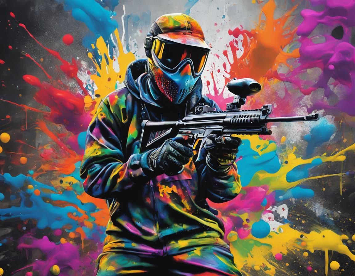 Epic 4K Paintball Fight in Graffiti Art Style